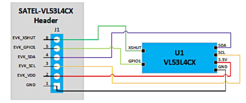 Schematic - STMicroelectronics SATEL-VL53L4CX Breakout Boards